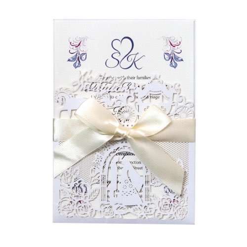 White Card Invitation Laser Marriage Card Beautiful Wedding Card Customization